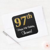 97th Birthday – Elegant Luxurious Faux Gold Look # Vierkante Sticker (Envelop)