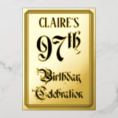 97th Birthday Party — Elegant Script + aangepaste Folie Uitnodiging (Voorkant)