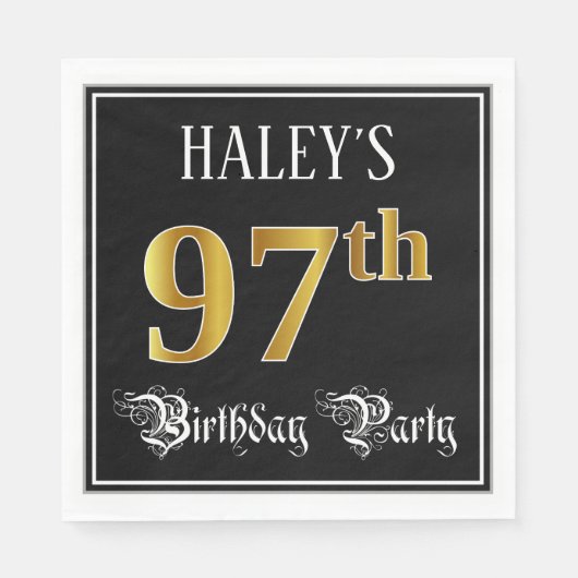 97th Birthday Party — Fancy script, Faux Gold look Servet (Voorkant)