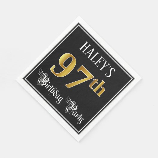 97th Birthday Party — Fancy script, Faux Gold look Servet (Hoek)