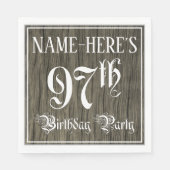 97th Birthday Party — Fancy script, Faux Wood Kijk Servet (Voorkant)