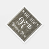 97th Birthday Party — Fancy script, Faux Wood Kijk Servet (Hoek)