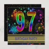 97th Birthday party Uitnodiging met bellen (Voorkant / Achterkant)