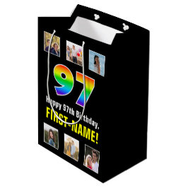 97th Verjaardag: Regenboog "97", aangepaste foto's Medium Cadeauzakje