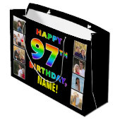 97th Verjaardag: Regenboogtekst, Aangepaste foto's Groot Cadeauzakje (Achterkant Gekanteld)