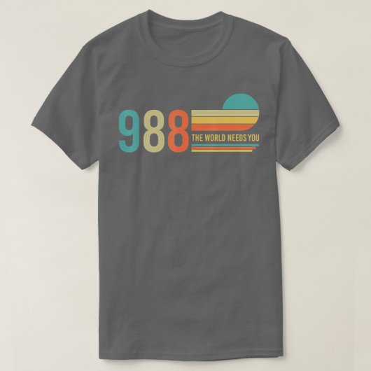 988 Hotline de wereld heeft u geestelijke gezondhe T-shirt (Design voorkant)
