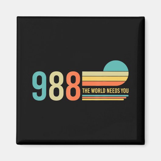988 Hotline He World Needs You Mental Retro Health Magneet (Voorkant)