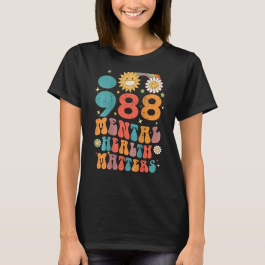 988 Mental Health Matters Suicide Prevention Retro T-shirt (Voorkant)