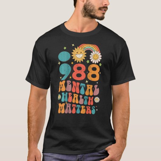 988 Mental Health Matters Suicide Prevention Retro T-shirt (Voorkant)