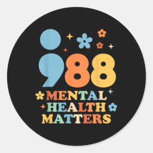 988 Mental Health S Suicide Prevention Awareness Ronde Sticker
