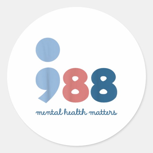 988 Mental Health S Suicide Prevention Awareness  Ronde Sticker (Voorkant)