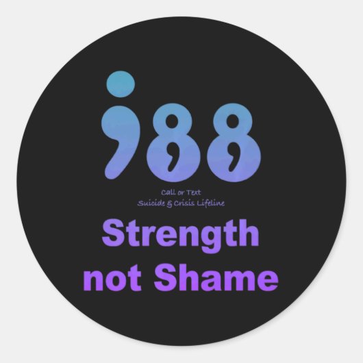 988 National Suicide And Crisis Lifeline Strength  Ronde Sticker (Voorkant)