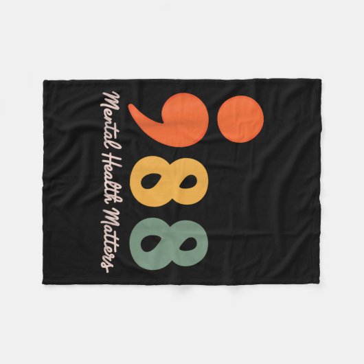 988 Semicolon Geestelijke Gezondheid S Zelfmoordpr Fleece Deken (Voorkant (Horizontaal))