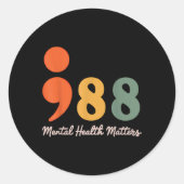 988 Semicolon Geestelijke Gezondheid S Zelfmoordpr Ronde Sticker (Voorkant)