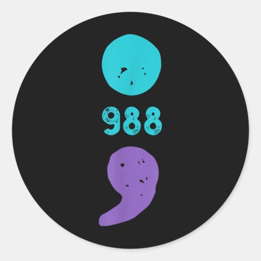 988 Semicolon Geestelijke Gezondheid S Zelfmoordpr Ronde Sticker (Voorkant)