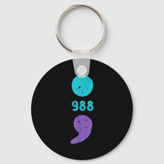 988 Semicolon Geestelijke Gezondheid S Zelfmoordpr Sleutelhanger (Voorkant)