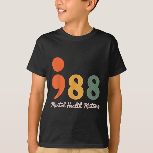 988 Semicolon Geestelijke Gezondheid S Zelfmoordpr T-shirt (Voorkant)