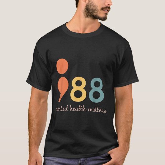 988 Semicolon Geestelijke Gezondheid S Zelfmoordpr T-shirt (Voorkant)
