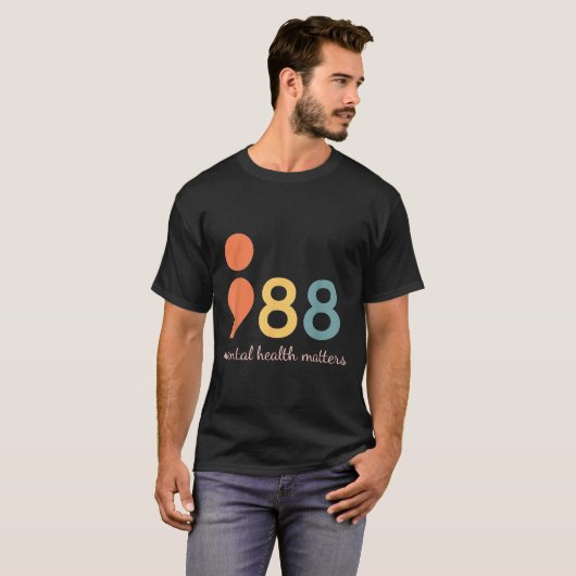 988 Semicolon Geestelijke Gezondheid S Zelfmoordpr T-shirt (Voorkant volledig)