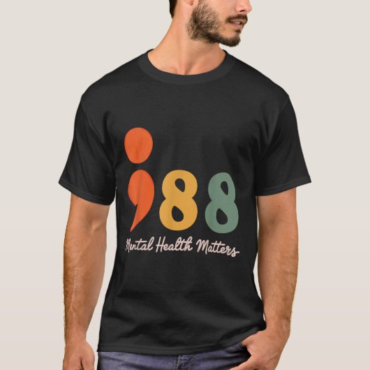 988 Semicolon Geestelijke Gezondheid S Zelfmoordpr T-shirt (Voorkant)