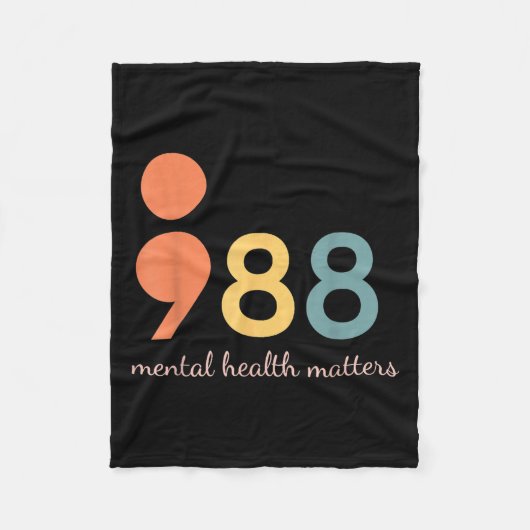 988 Semicolon Mental Health S Suicide Prevention 9 Fleece Deken (Voorkant)