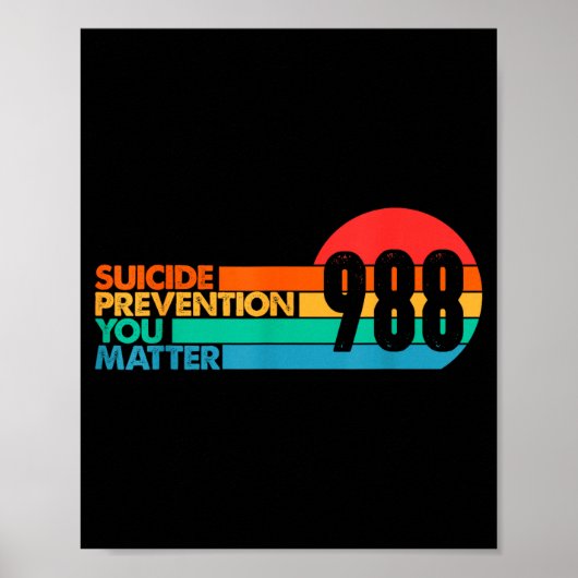 988 Shirt Suicide Prevention Lifeline 988 Awarenes Poster (Voorkant)