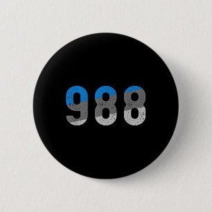 988 T-shirt Suicide Prevention Hotline Health Awar Ronde Button 5,7 Cm