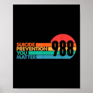 988 T-shirt Zelfmoordpreventie Lifeline 988 Bewust Poster