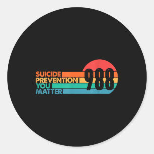 988 T-shirt Zelfmoordpreventie Lifeline 988 Bewust Ronde Sticker