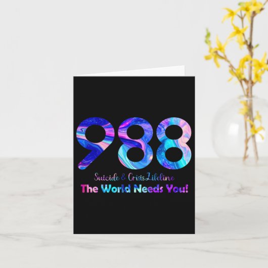 988 Zelfmoord en crisis Lifeline De wereld heeft j Kaart (Gele Bloem)