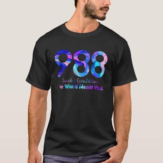 988 Zelfmoord en crisis Lifeline De wereld heeft j T-shirt (Voorkant)