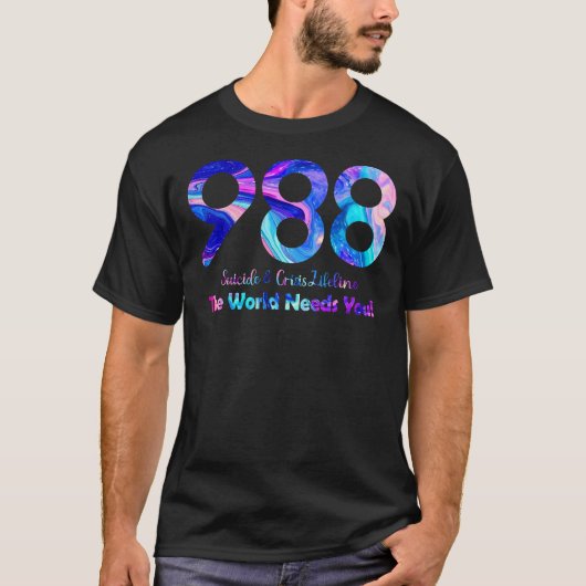 988 Zelfmoord en Crisis Lifeline De wereld heeft j T-shirt (Voorkant)