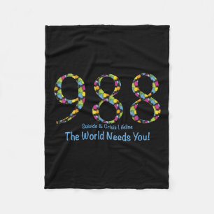 988 Zelfmoord- en Crisislijn De Wereld Heeft Jou N Fleece Deken