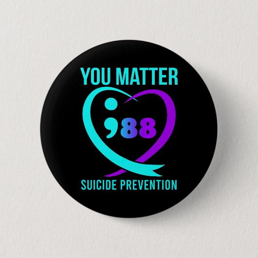 988 Zelfmoordpreventie bewustzijn Ronde Button 5,7 Cm (Voorkant)