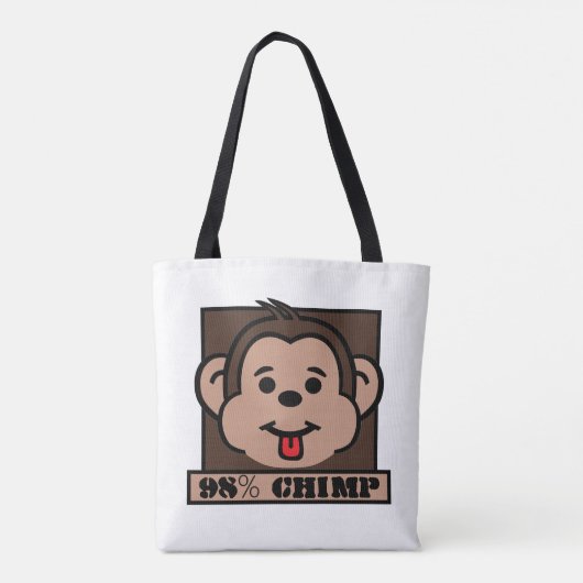 98% chimp, chimpansee tote bag (Achterkant)