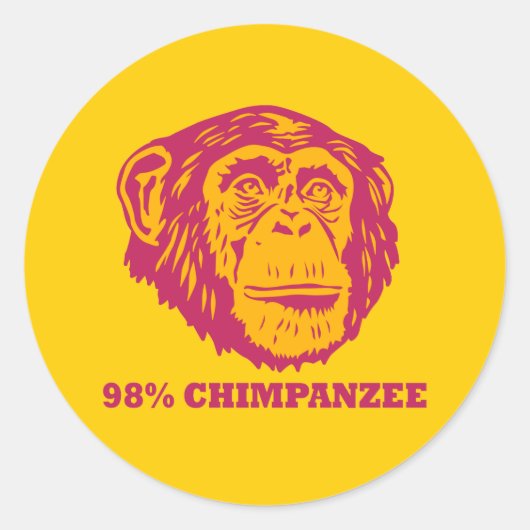 98% Chimpanzee Ronde Sticker (Voorkant)