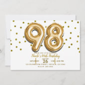 98 gouden ballonnen en Confetti 98e verjaardagsfee Kaart (Voorkant)