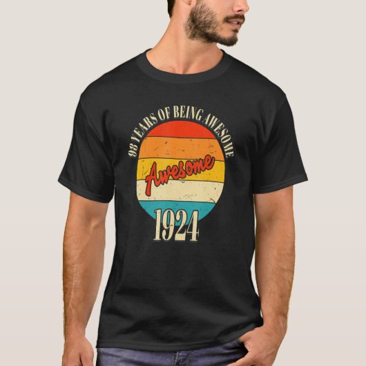 98 jaar Geweldige 1924 98e verjaardag T-shirt (Voorkant)