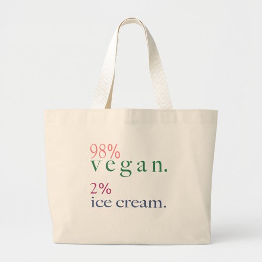98% Vegan 2% ijskap Grote Tote Bag (Voorkant)