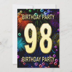 98e 'Birthday Party'-uitnodigingen vuurwerk bellen Kaart