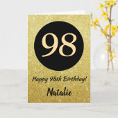 98e Happy Birthday Black en Gold Glitter Card Kaart (Gele Bloem)
