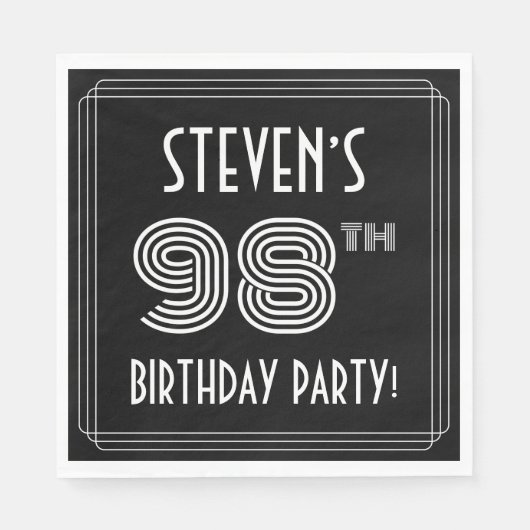 98e verjaardag: Art Deco Style + aangepaste naam Servet (Voorkant)