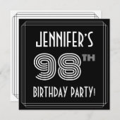 98e verjaardag: Art Deco Style met aangepaste naam Kaart (Voorkant / Achterkant)