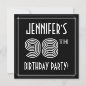98e verjaardag: Art Deco Style met aangepaste naam Kaart (Voorkant)
