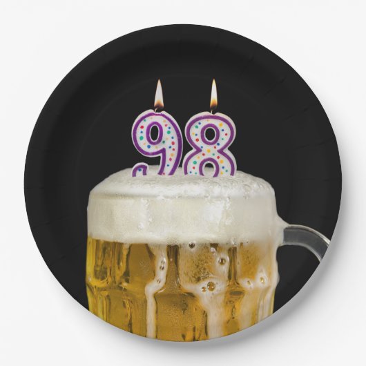 98e verjaardag bier op zwart Bord (Voorkant)