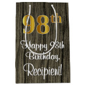 98e verjaardag: Elegant Faux Gold Kijk #, Faux Woo Medium Cadeauzakje (Voorkant)