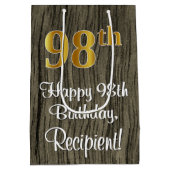 98e verjaardag: Elegant Faux Gold Kijk #, Faux Woo Medium Cadeauzakje (Achterkant)