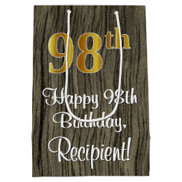 98e verjaardag: Elegant Faux Gold Kijk #, Faux Woo Medium Cadeauzakje