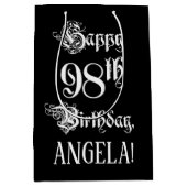 98e verjaardag: Fancy, elegant script + aangepaste Medium Cadeauzakje (Voorkant)