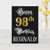 98e verjaardag — Fancy script; Faux Gold Kijk; naa Kaart (Gele Bloem)